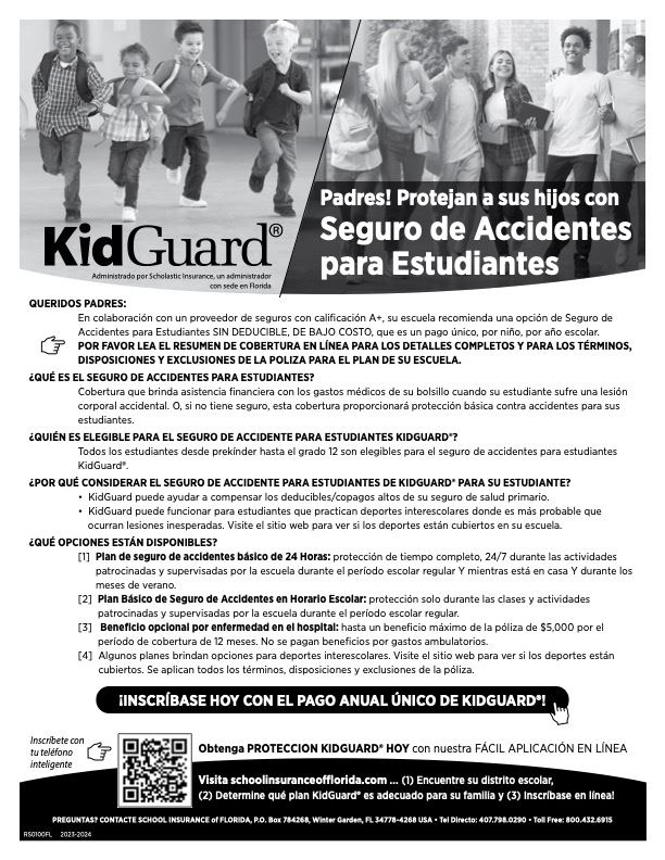 Información sobre el seguro de accidentes para estudiantes